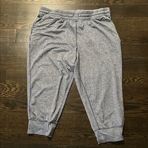 GAP Fit Heather Blue Brushed Tech Jersey Crop Jogger Sweatpants Large